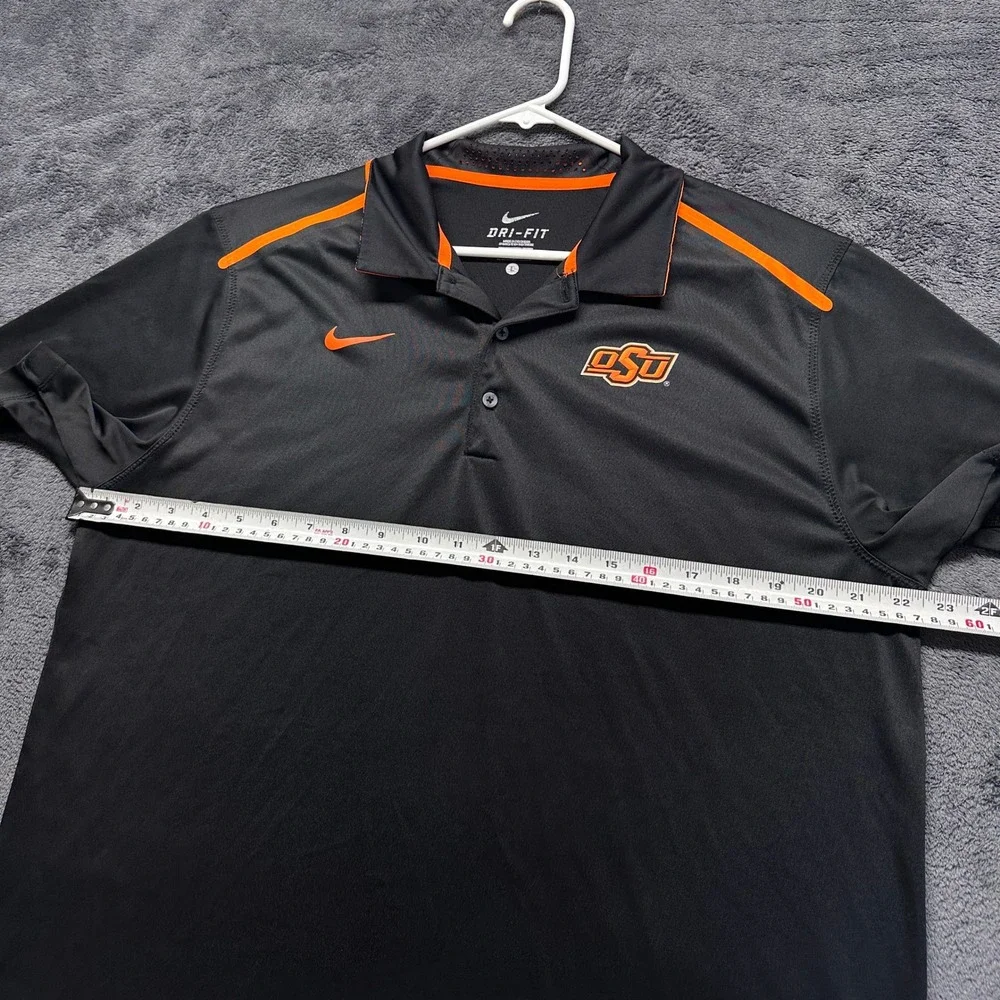 Nike Oklahoma State Cowboys Dri-FIT Polo Shirt Mens Large Black Orange OSU